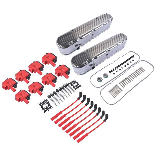 气门室盖 Polished Valve Covers with Lgnition Coils and Wires Fit for Chevrolet GM LS1 LS2 LS3 Clearance for 0.750 inch lift cam with stock style rocker arms-2