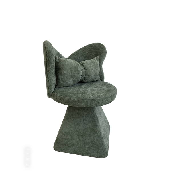 蝴蝶背梳妆椅，旋转休闲椅，餐椅，卧室梳妆台化妆凳，适用于客厅、餐厅、书房、休闲区，绿色-4