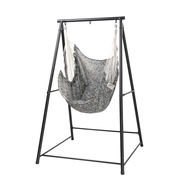 112*113*180CM 黑色架子+黑白提花色布吊椅 2个抱枕 配2个S弹簧钩 吊椅套装-1