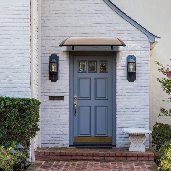 【同款编码：43420714】100*100cm 棕色板黑色支架 雨篷 ABS支架 一片式阳光板 前后铝条-17