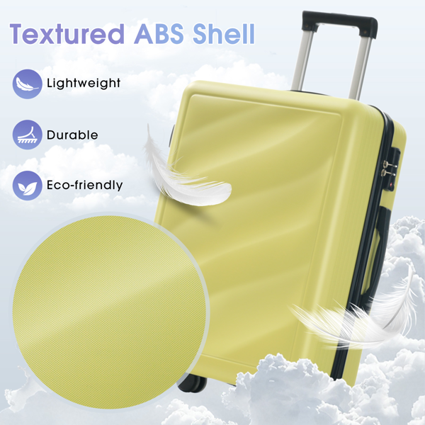 三件套行李箱，轻便耐用的ABS材质，配备万向轮和TSA海关锁，包含登机箱和托运行李箱（20英寸/24英寸/28英寸）-15