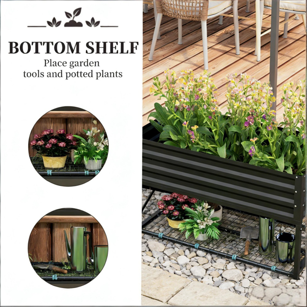 高架花园床/木制花盆 /木材种植箱-8