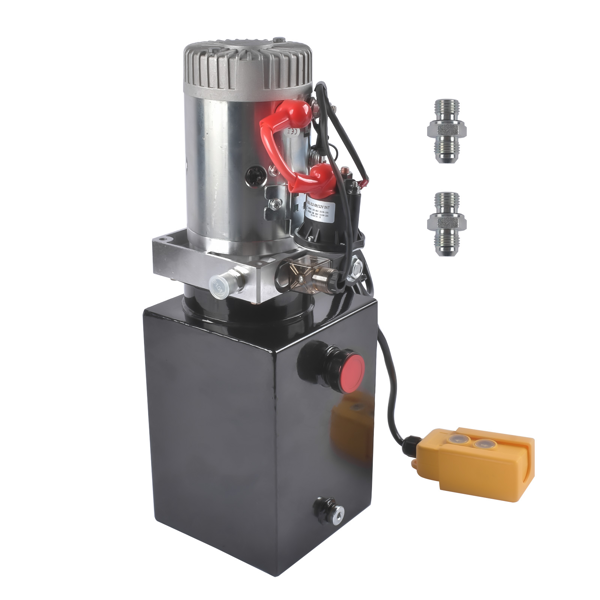 液压泵 Hydraulic Power Unit 6 Quart Single Acting Dump Trailer Hydraulic Pump 3200PSI 2.0 GPM 12V DC 1.6KW SAE #6 Port-3