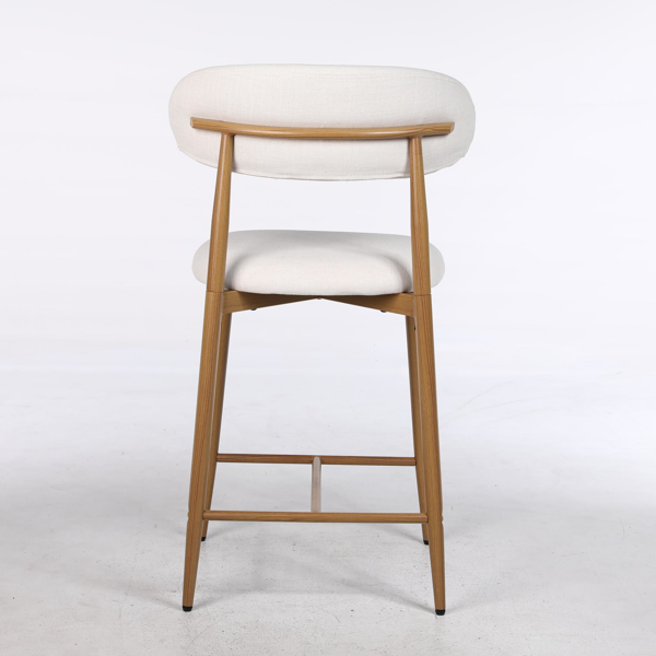 吧台椅套装（2个），软垫吧台椅，现代风格，金属椅腿，适用于厨房岛台和餐厅，米色-8