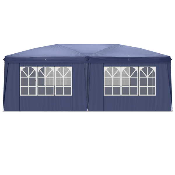 10*20ft  蓝色  一键撑开 6片面-2门4窗 28/22MM脚管 10X20MM交叉杆 折叠棚  210D牛津布  喷塑铁管 配拎包 无沙袋-22