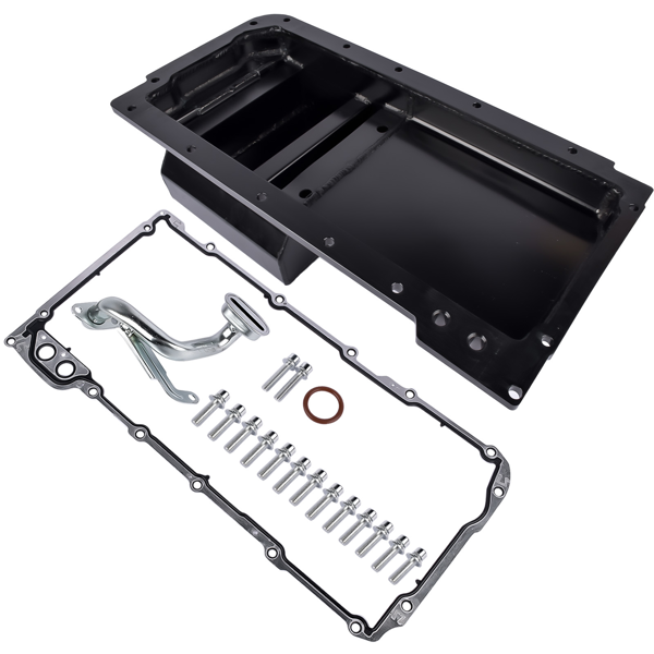油底壳 New Black Front Sump Oil Pan Kit Aluminum Fits for GM LS LS1 LS2 LS3 LS6 4.8L 5.3L 5.7L 6.0L 6.2L Engine 81004-BK-F-6