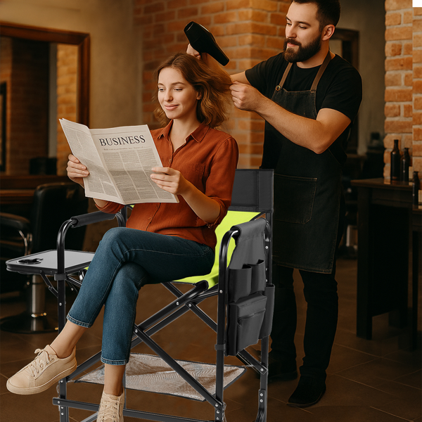 26in 黑铁管 荧光绿/黑色布面 喷塑铁扁管 铁导演椅 120kg 无便携袋-11