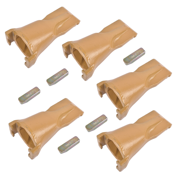 斗齿 5 Pack V23SYL Dirt Teeth V Style Bucket Tooth with V23PN Flex Pins Yellow Fit for Backhoe Loader Crane-3