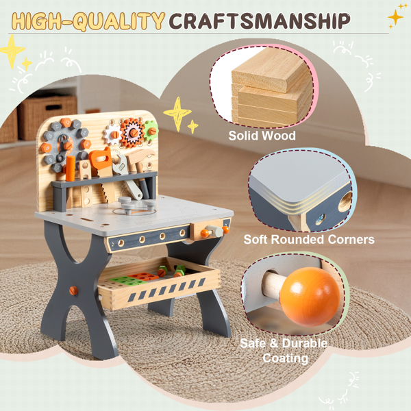木质 时钟工具台 木质过家家套装-7