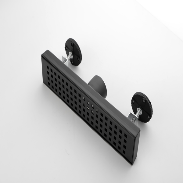 12英寸线性淋浴地漏，带可拆卸方格纹格栅，304不锈钢材质，配毛发过滤网与调平脚，哑光黑色-10