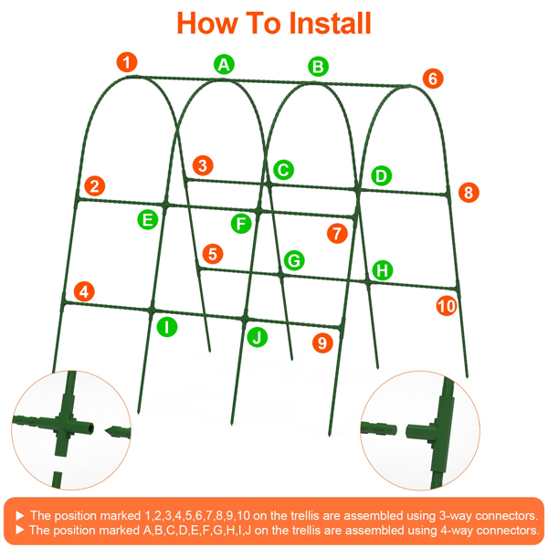 （自提可发加拿大，temu&tk下自提单）U形花园拱形藤架，适用于攀爬植物，尺寸49.6x47.2英寸（可调节宽度15.7-45.2英寸），防锈铁制黄瓜藤架配网罩及全套安装工具，轻松组装适用于高架花坛-9