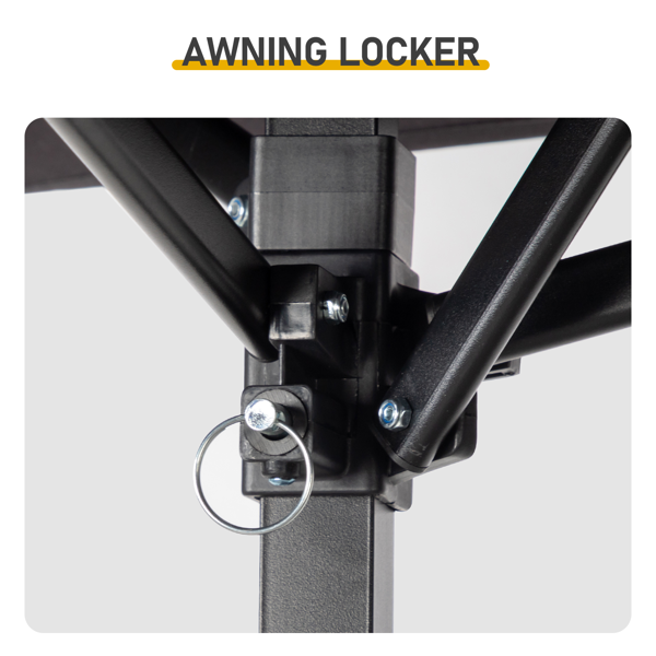 5X8FT 深灰色 顶布带通风口 折叠挑檐框架  烧烤棚 涤纶布 黑色喷塑框架 两边带网格托盘 配拎包-9