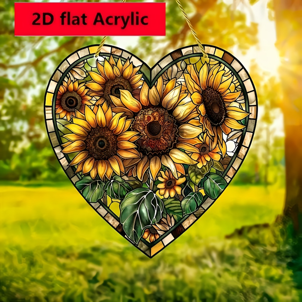 CIFbuy阳光捕捉器彩色亚克力玻璃窗挂向日葵心形平面墙饰家居装饰（TikTok、temu下自提）-5