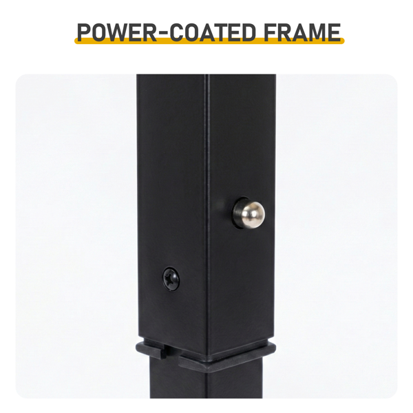 3.3X12.5FT 深灰色 双顶 折叠框架 烧烤棚 涤纶布 黑色喷塑框架 带两侧可调遮阳板 两边带网格托盘 配拎包-8