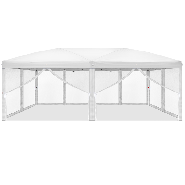 10*20ft  白色  一键撑开6片纱网-2门4纱网 28/22MM脚管 10X20MM交叉杆 折叠棚  210D牛津布  喷塑铁管 配拎包 无沙袋-11