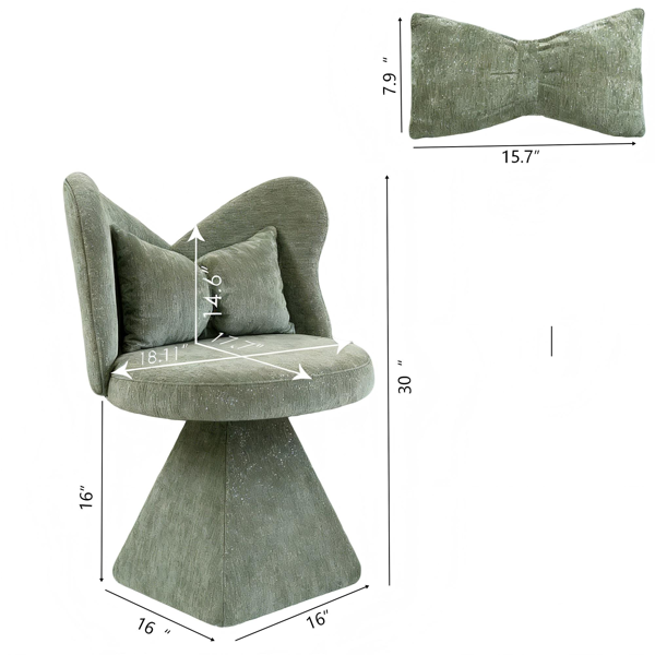 蝴蝶背梳妆椅，旋转休闲椅，餐椅，卧室梳妆台化妆凳，适用于客厅、餐厅、书房、休闲区，绿色-2