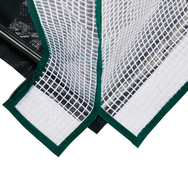 36*18*33in PE布花房 白色PE布 墨绿色铁管 尖顶 带PE地垫 带拉链卷门-6