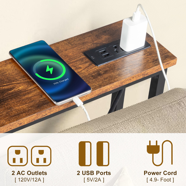 【旧编码：04863538】铁锈棕 1件装 三胺+铁 100*15*79cm 玄关桌 带排插（美标）-12