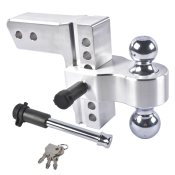拖车挂接装置 Aluminum Adjustable Trailer Hitch for 2.5-Inch Receiver, 6-Inch Drop/Rise Hitch, 18500LBS, with 2 latches with Locks