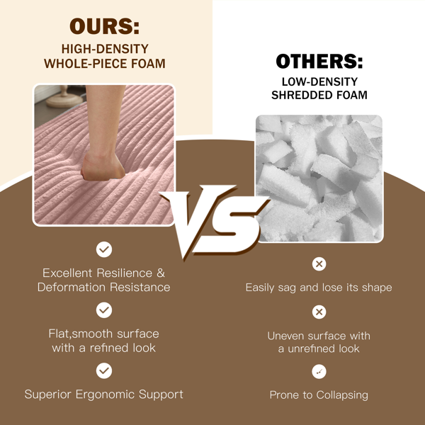 现代落地沙发，配两个靠枕，可转换成柔软灯芯绒面料的泡沫填充沙发床，15英寸全尺寸折叠床垫，适用于客厅、客用，无需组装，婴儿粉色-2