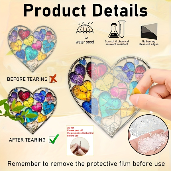 CIFbuy彩虹爱心亚克力阳光捕捉器 窗户装饰 彩色悬挂礼物（TikTok、temu下自提）-2