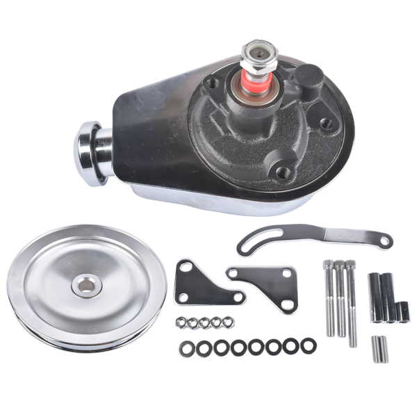 动力转向泵套件 Power Steering Pump and 1 Groove Keyway Pulley with Bracket Kit Fit for Small Block Chevy 265 283 305 327 350 383 and 400 Engines-4