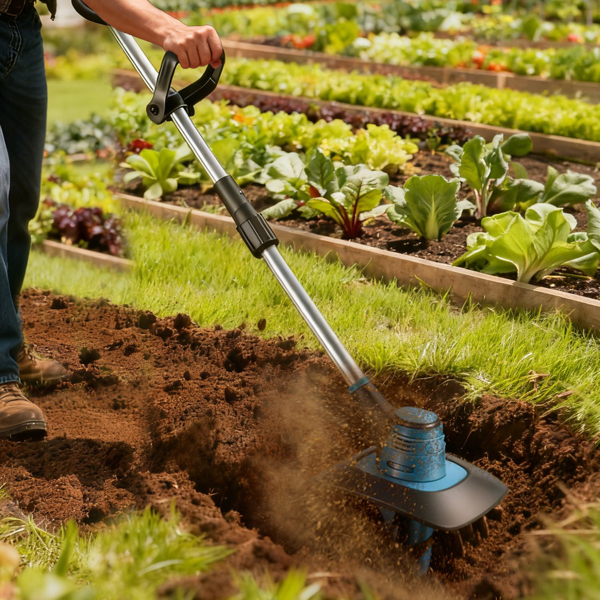 （自提可发加拿大，temu&tk下自提单）无线耕耘机，800W电动无线耕耘机，21V电池驱动土壤耕耘机，耕深6.69英寸（17.5厘米），耕宽8.66英寸（22厘米），手持式园艺耕耘机，适用于庭院种植-11