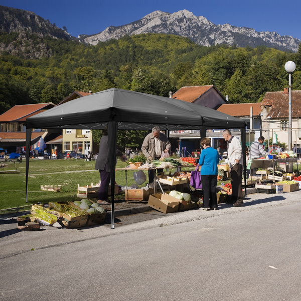 10*20ft   黑色 一键撑开 6片面-2门4窗 28/22MM脚管 10X20MM交叉杆  折叠棚  210D牛津布 喷塑铁管  配拎包 无沙袋-30