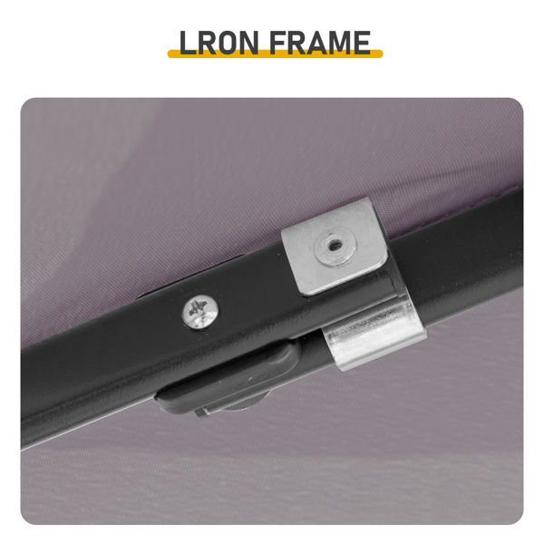 3.3X12.5FT 深灰色 双顶 折叠框架 烧烤棚 涤纶布 黑色喷塑框架 带两侧可调遮阳板 两边带网格托盘 配拎包-13