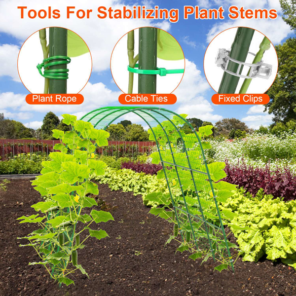 （自提可发加拿大，temu&tk下自提单）U形花园拱形藤架，适用于攀爬植物，尺寸49.6x47.2英寸（可调节宽度15.7-45.2英寸），防锈铁制黄瓜藤架配网罩及全套安装工具，轻松组装适用于高架花坛-2