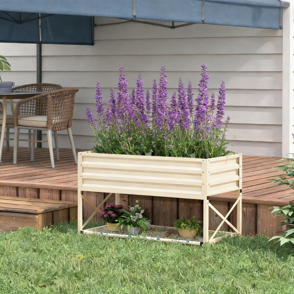高架花园床/木制花盆 /木材种植箱-8