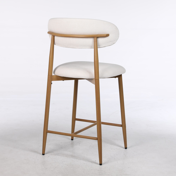 吧台椅套装（2个），软垫吧台椅，现代风格，金属椅腿，适用于厨房岛台和餐厅，米色-5