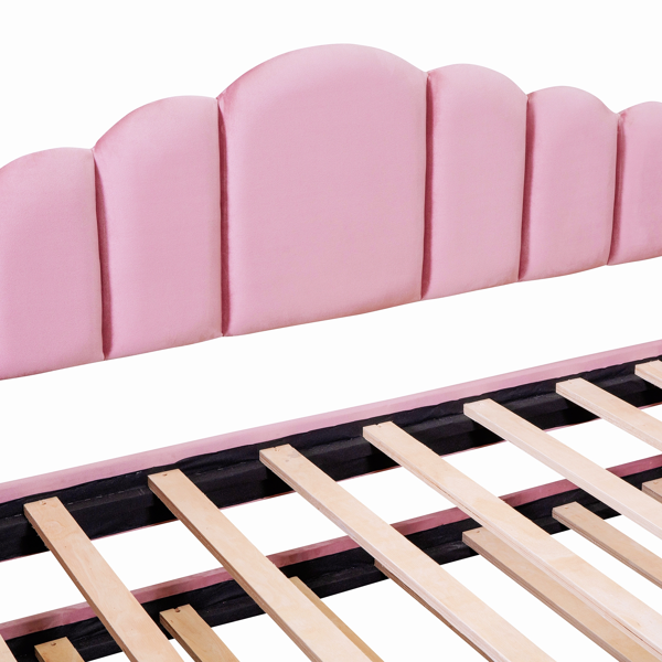 双人尺寸软垫沙发床，带抽拉床架，天鹅绒沙发床，带 USB 充电端口，无需弹簧床垫，粉色（旧 SKU HL000067AAH）-10