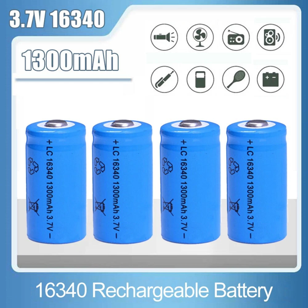 4块 16340 电池 1300 毫安 3.7 伏锂离子可充电电池 + USB 充电器-10
