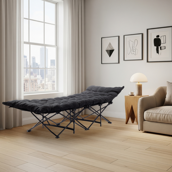 75*28*15in 黑色 户外行军床 10脚铁管 牛津布 折叠翘头 带软垫 150kg-17