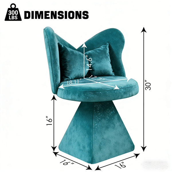 蝴蝶背梳妆椅，旋转休闲椅，餐椅，卧室梳妆台化妆凳，适用于客厅、餐厅、书房、休闲区，蓝色-5