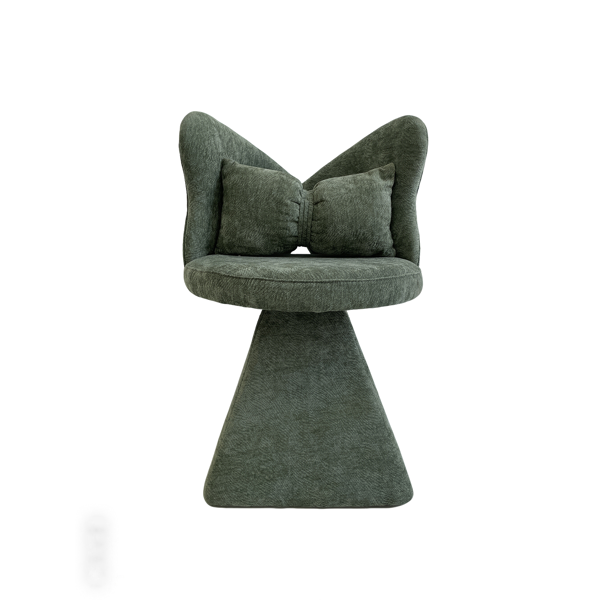 蝴蝶背梳妆椅，旋转休闲椅，餐椅，卧室梳妆台化妆凳，适用于客厅、餐厅、书房、休闲区，绿色-1