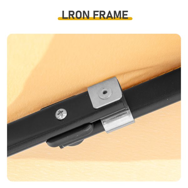 5X8FT 卡其色 顶布带通风口 折叠挑檐框架  烧烤棚 涤纶布 黑色喷塑框架 两边带网格托盘 配拎包-9