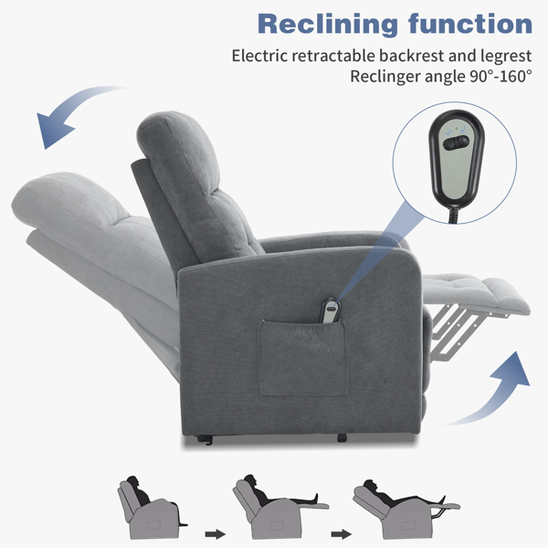 1pcs 深灰色 织物 电动升降老人椅 120kg 室内功能椅 英国-16