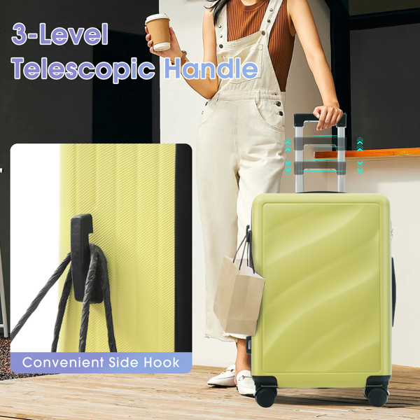 三件套行李箱，轻便耐用的ABS材质，配备万向轮和TSA海关锁，包含登机箱和托运行李箱（20英寸/24英寸/28英寸）-18