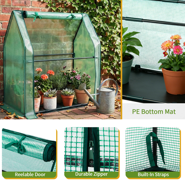 36*18*33in PE布花房 绿色PE布 墨绿色铁管 尖顶 带PE地垫 带拉链卷门-20