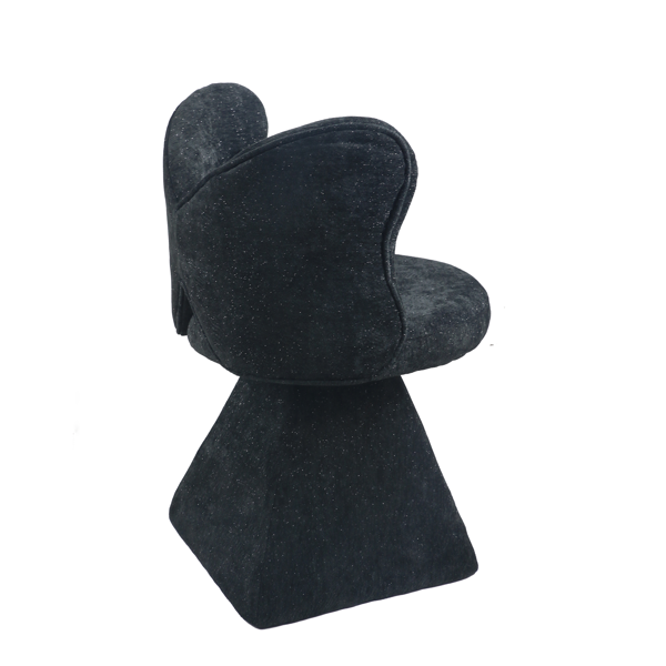 蝴蝶背梳妆椅，旋转休闲椅，餐椅，卧室梳妆台化妆凳，适用于客厅、餐厅、书房、休闲区，黑色-3