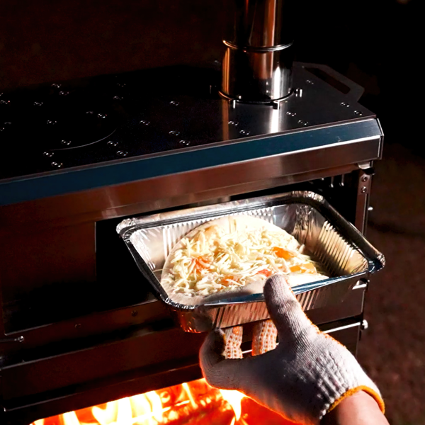 带烤箱和支架的木柴燃烧炉 - 露营帐篷用炉具，带有烟囱管的不锈钢保温帐篷炉，适用于户外烹饪、远足使用-6