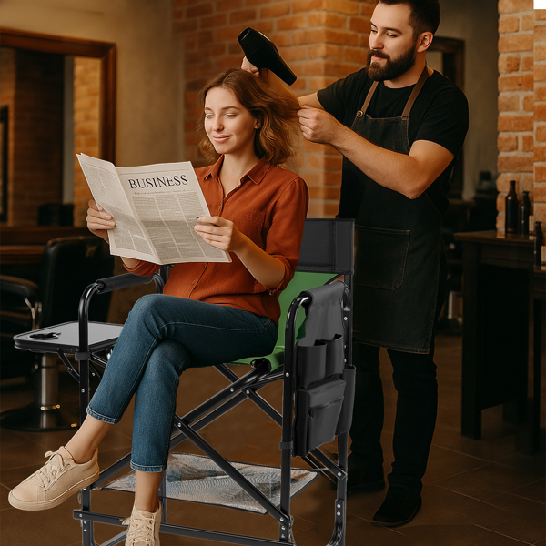 26in 黑铁管 深绿/黑色布面 喷塑铁扁管 铁导演椅 120kg 无便携袋-12