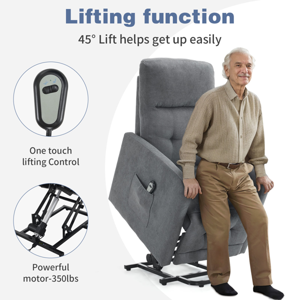 1pcs 深灰色 织物 电动升降老人椅 120kg 室内功能椅 英国-17