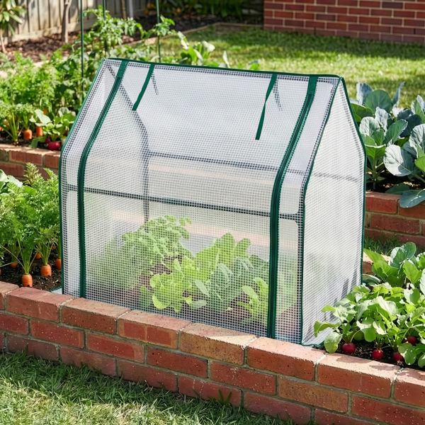 36*18*33in PE布花房 白色PE布 墨绿色铁管 尖顶 带PE地垫 带拉链卷门-20