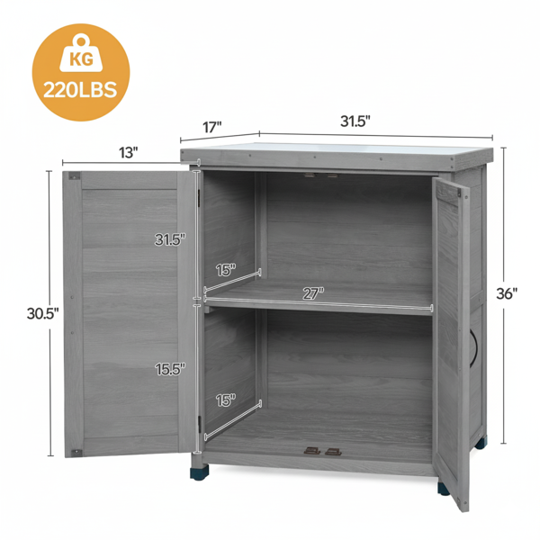 带储物柜和金属台面的户外庭院花盆工作台，户外工作站桌-6