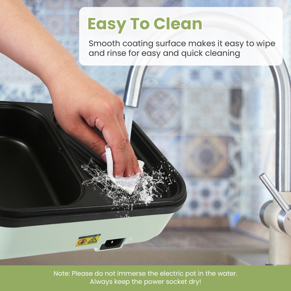 （自提可发加拿大，temu&tk下自提单）二合一电热锅烤盘组合，双独立温控设计，不粘压铸铝锅体，过热保护功能，33.82盎司电热锅+6.76盎司烤盘，便携式1-2人份，家用宿舍室内烧烤-10