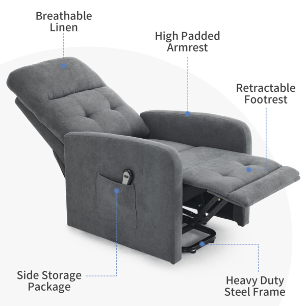 1pcs 深灰色 织物 电动升降老人椅 120kg 室内功能椅 英国-18