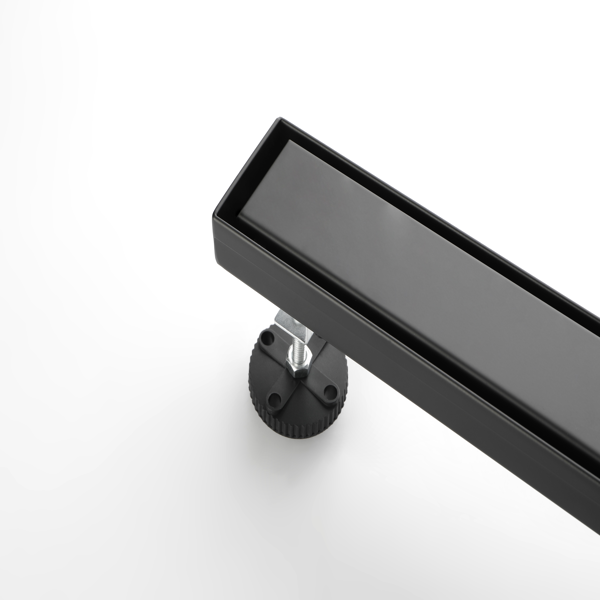 30英寸线性淋浴地漏，带二合一平面/嵌砖两用可拆卸盖板，304不锈钢材质，配毛发过滤网与调平脚，哑光黑色-3